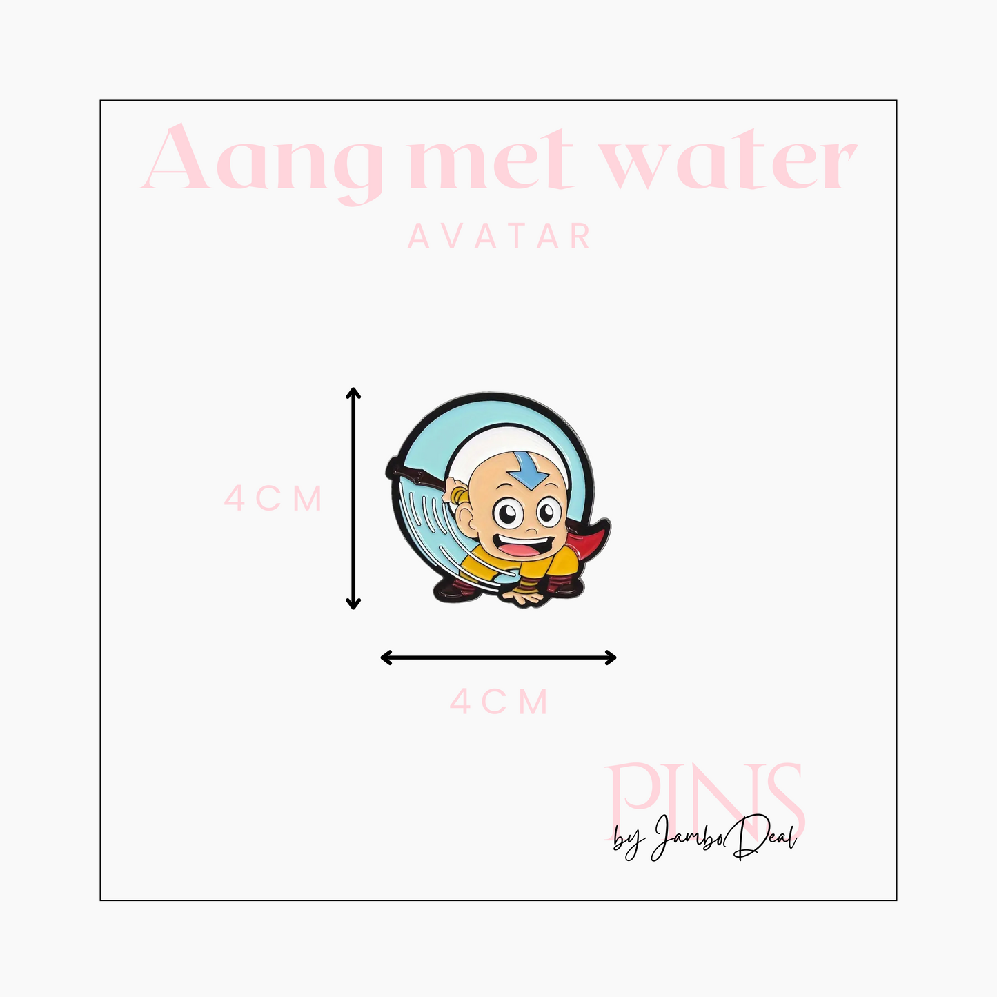 Avatar pin Aang met water afmetingen