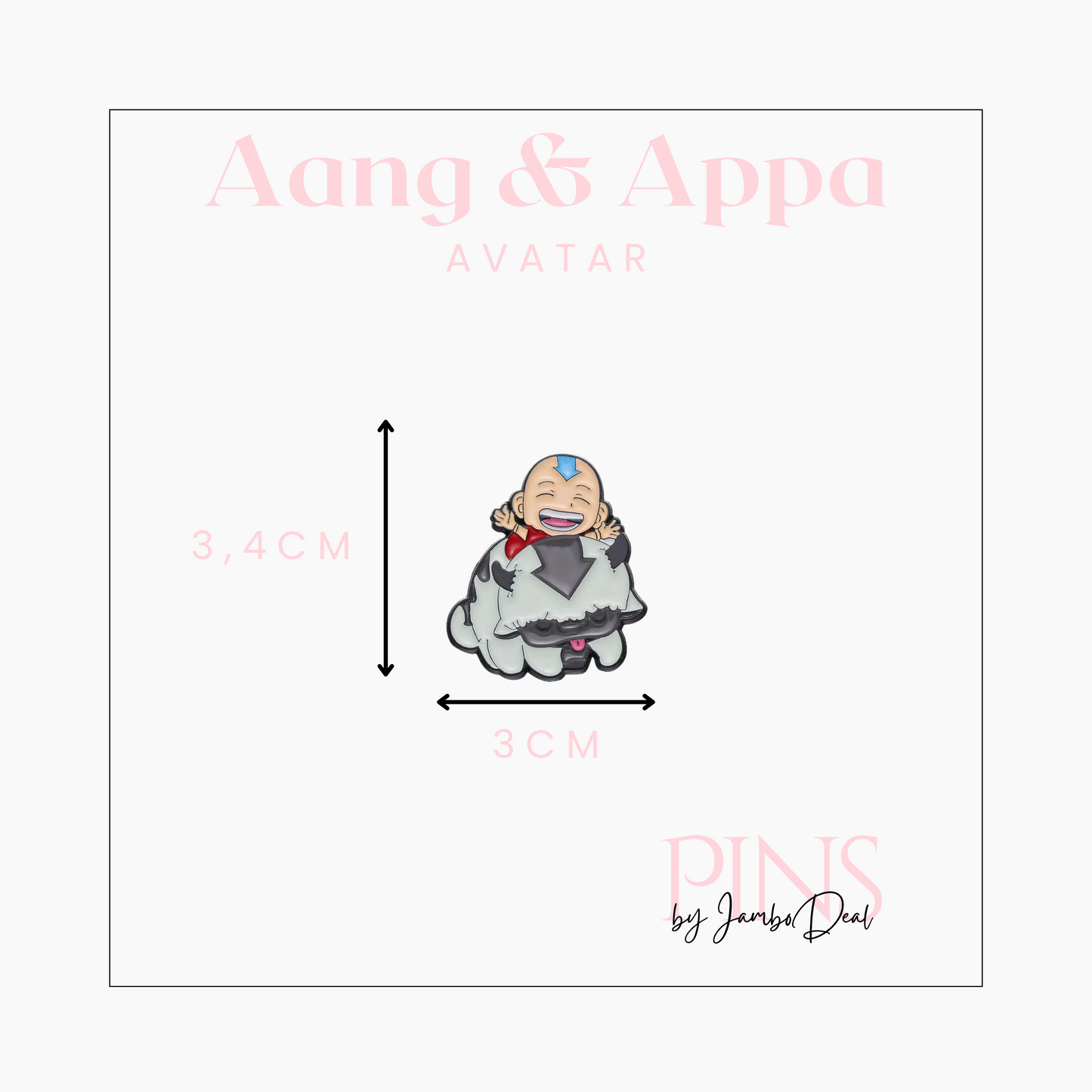 Avatar pin Appa en Aang afmetingen