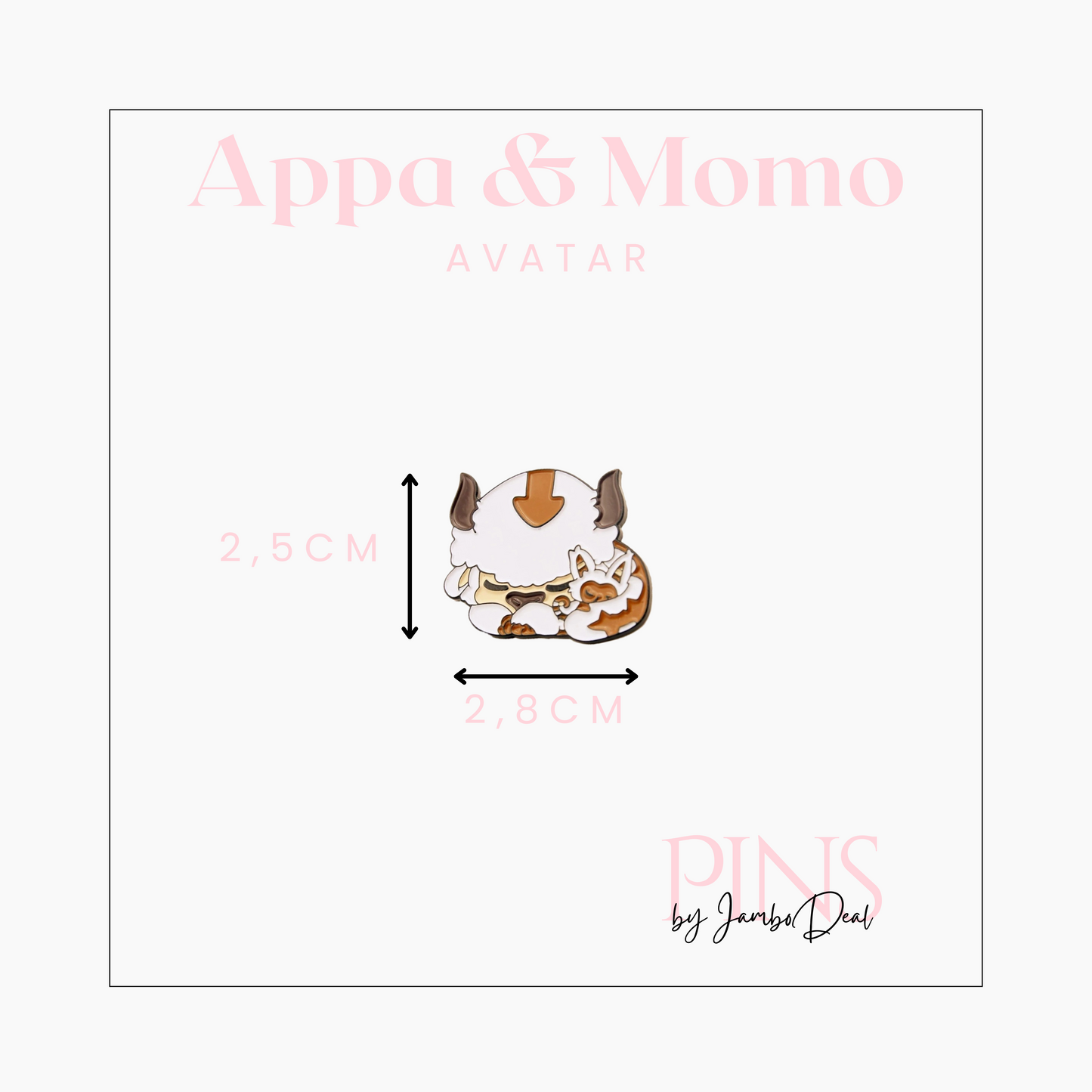 Avatar pin Appa en Momo afmetingen