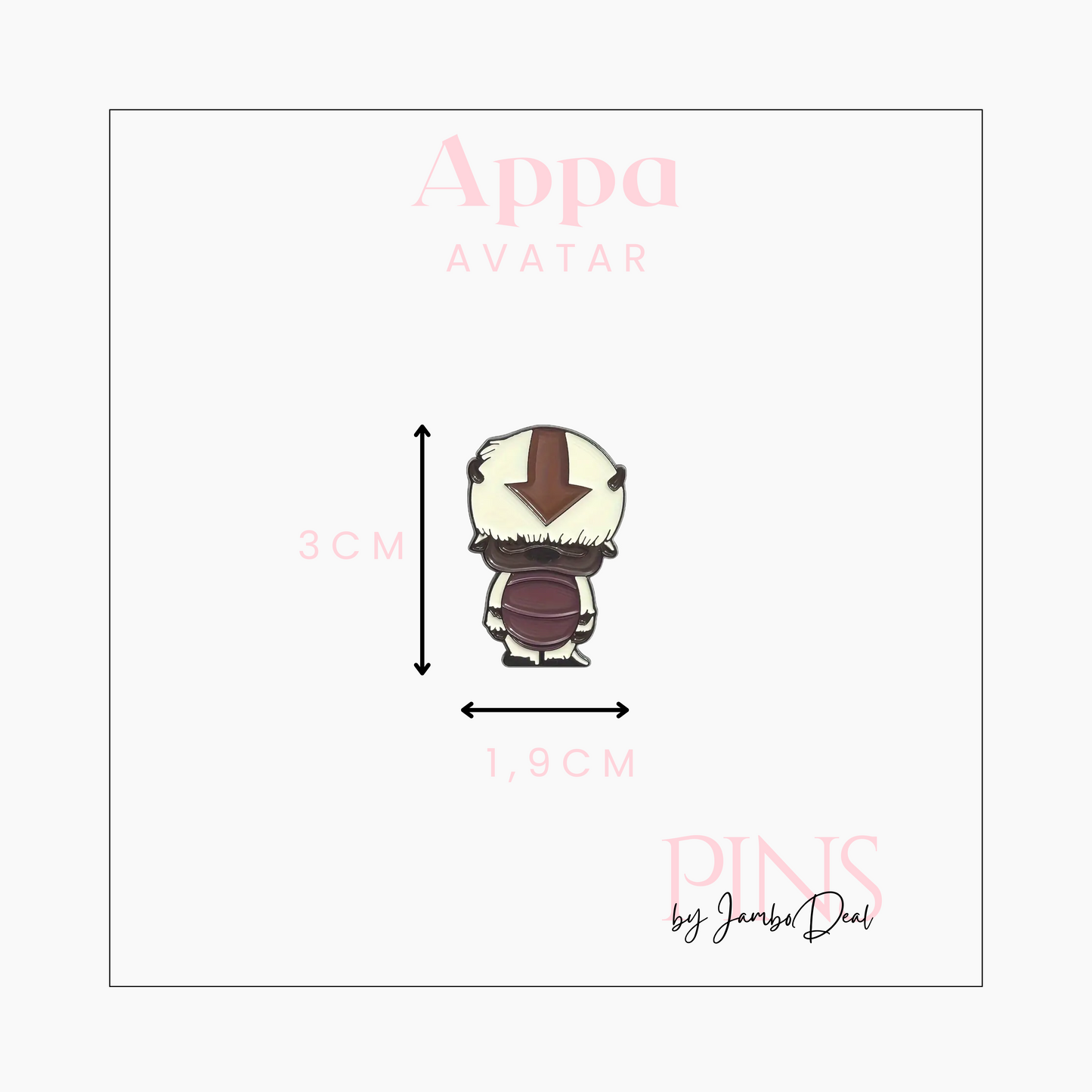 Avatar pin Appa staand afmetingen