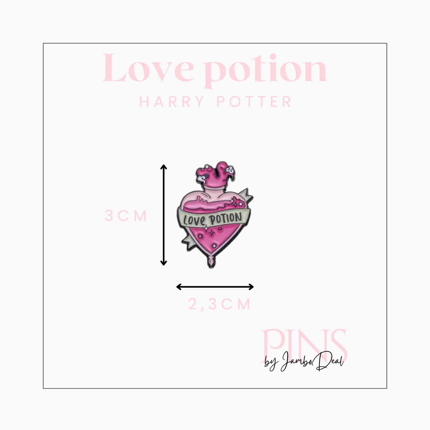 Harry Potter pin Love Potion afmetingen
