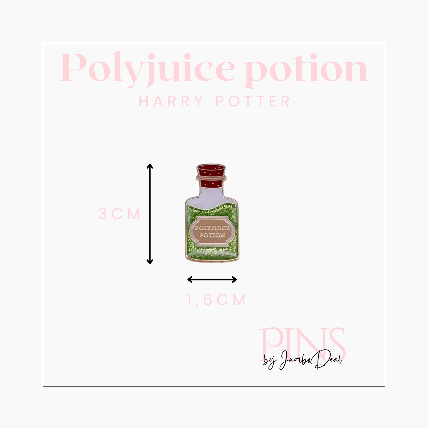 Harry Potter pin Polyjuice potion afmetingen