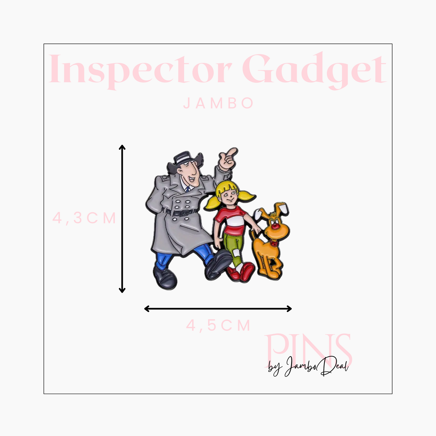Inspector Gadget pin afmetingen