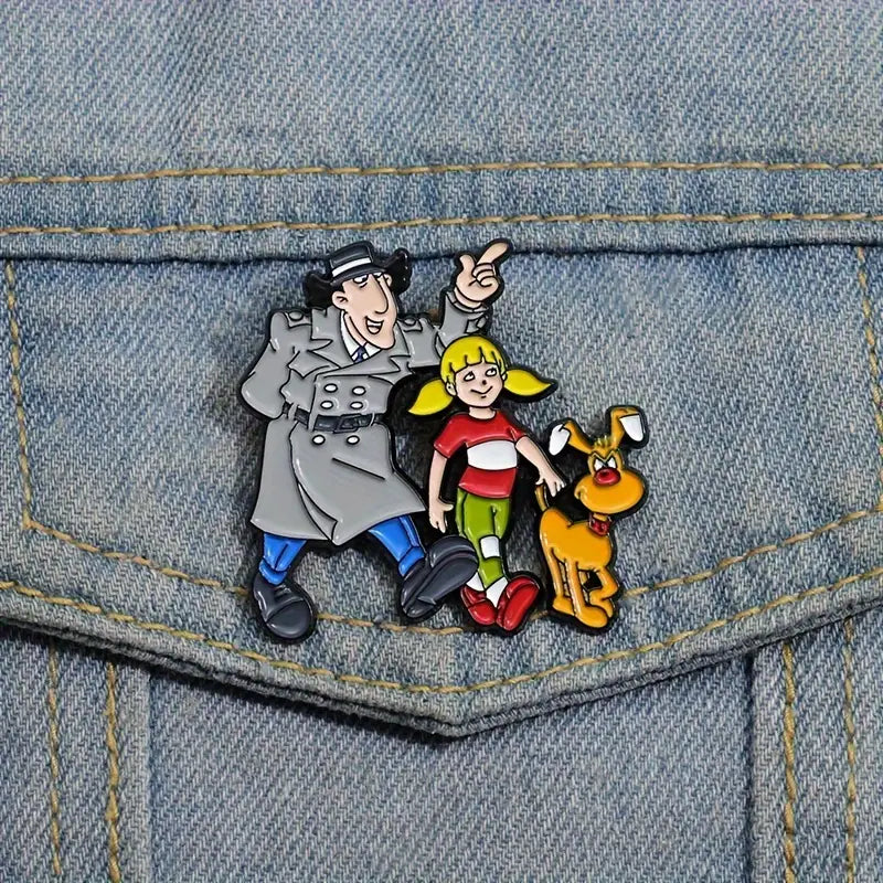 Inspector Gadget pin op spijkerjasje
