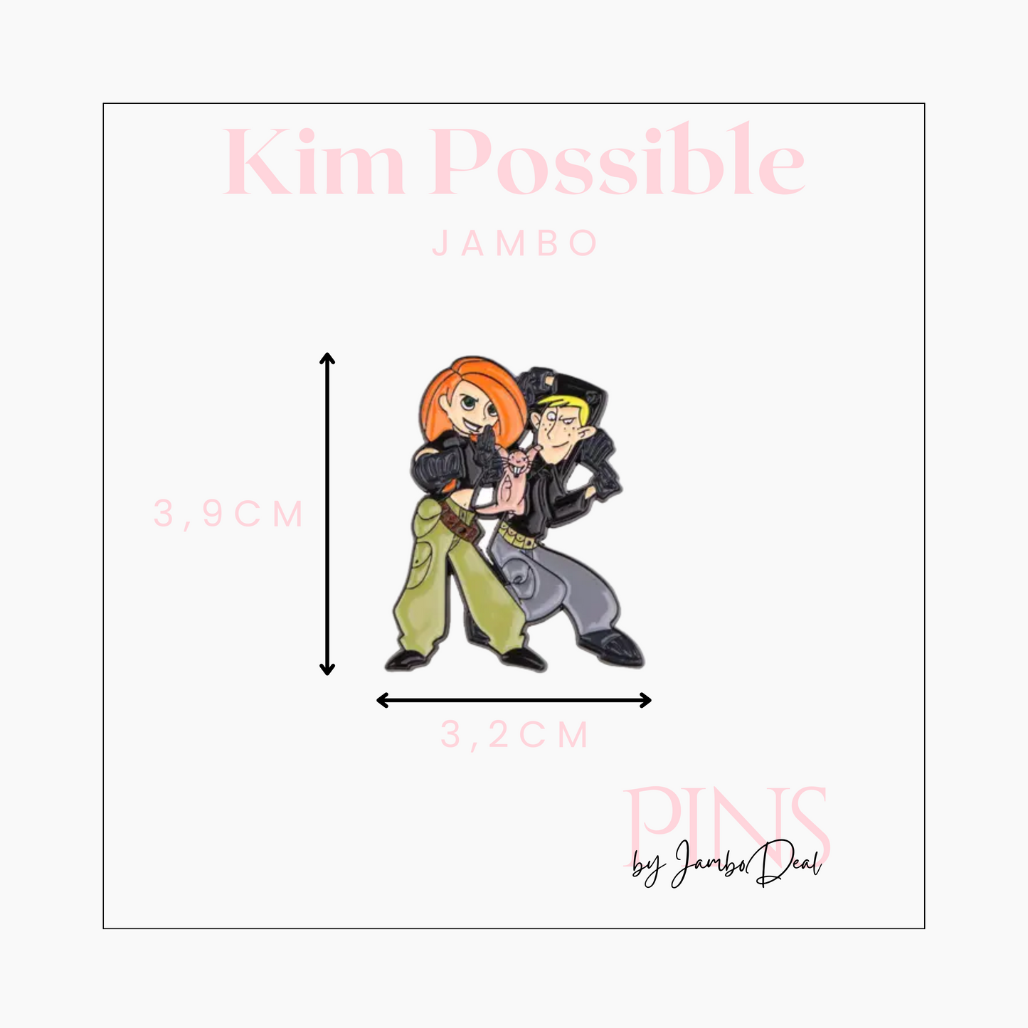 Kim Possible pin afmetingen
