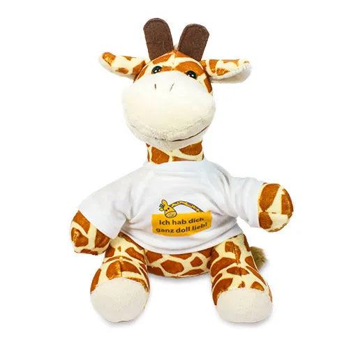 Knuffelgiraffe met opdruk