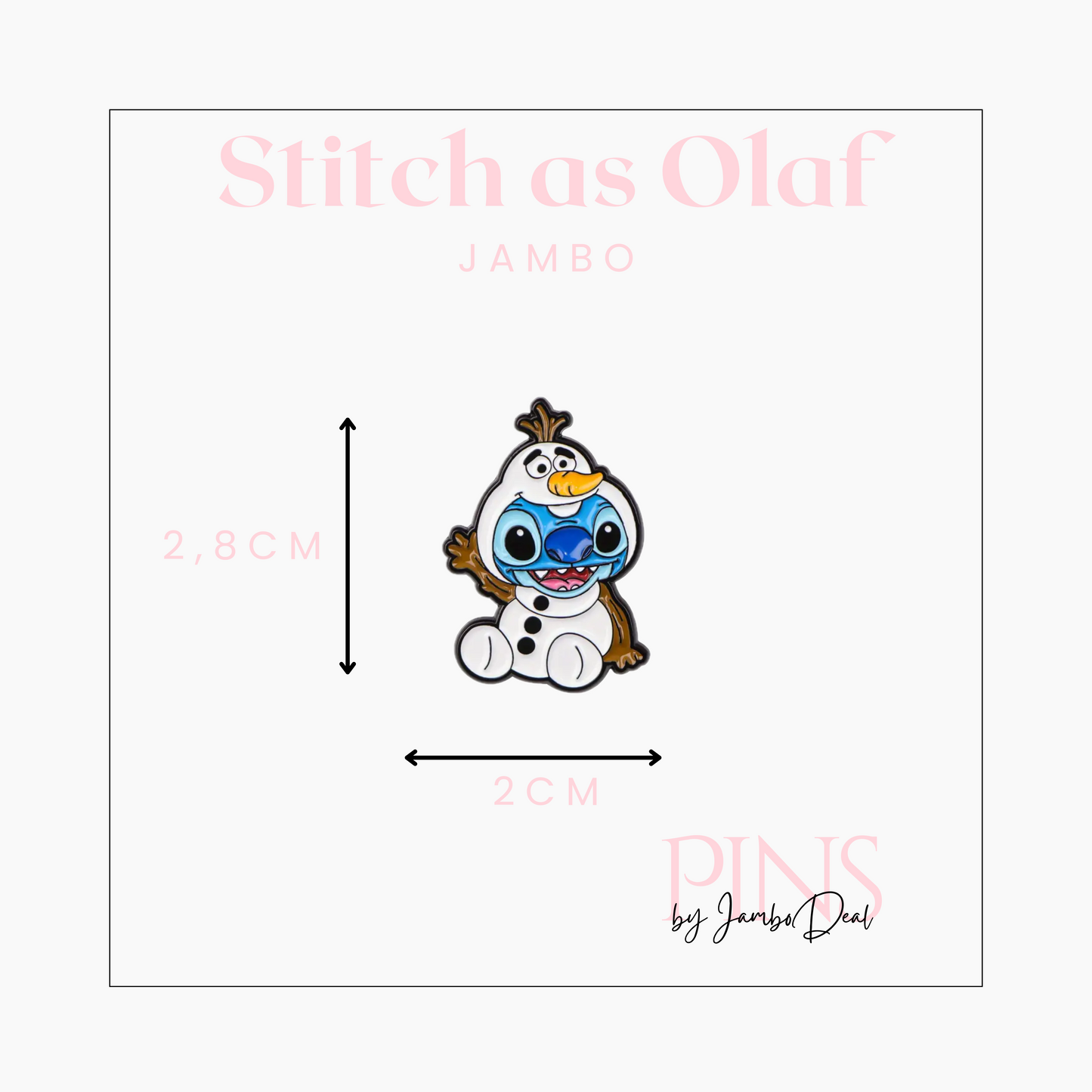 Stitch als Olaf pin afmetingen