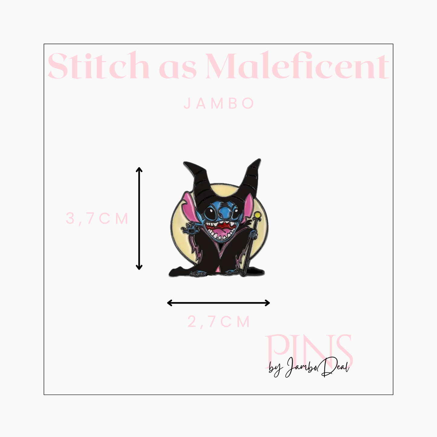 Stitch als Maleficent pin afmetingen