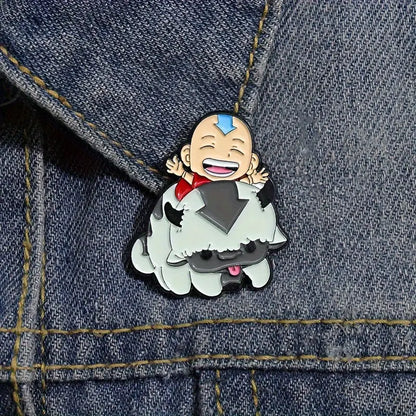Avatar pin Appa en Aang op spijkerjas