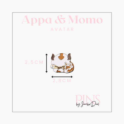 Avatar pin Appa en Momo afmetingen