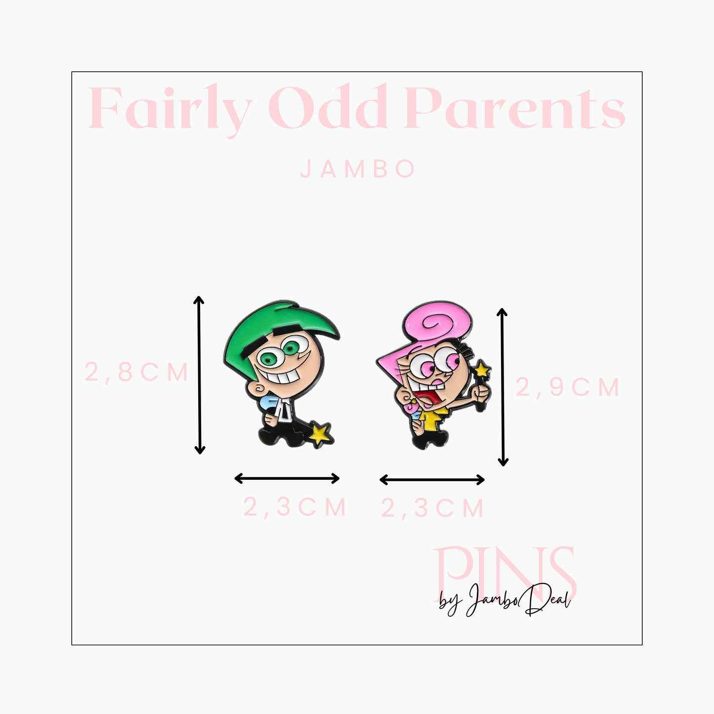 Cosmo en Wanda pins afmetingen