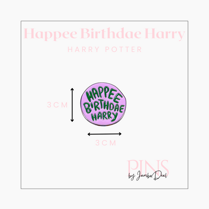 Harry Potter pin Happee birthdae Harry afmetingen