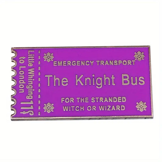 Harry Potter pin Knight Bus Ticket met witte achtergrond