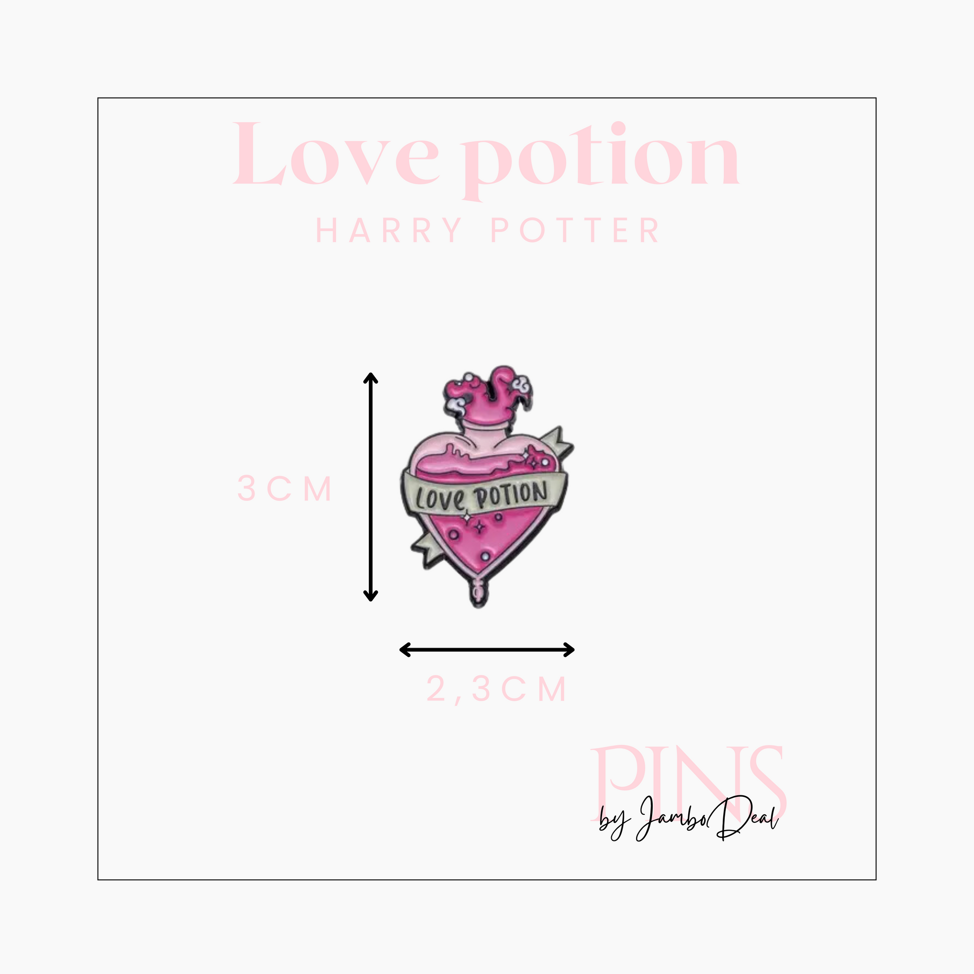 Harry Potter pin Love Potion afmetingen