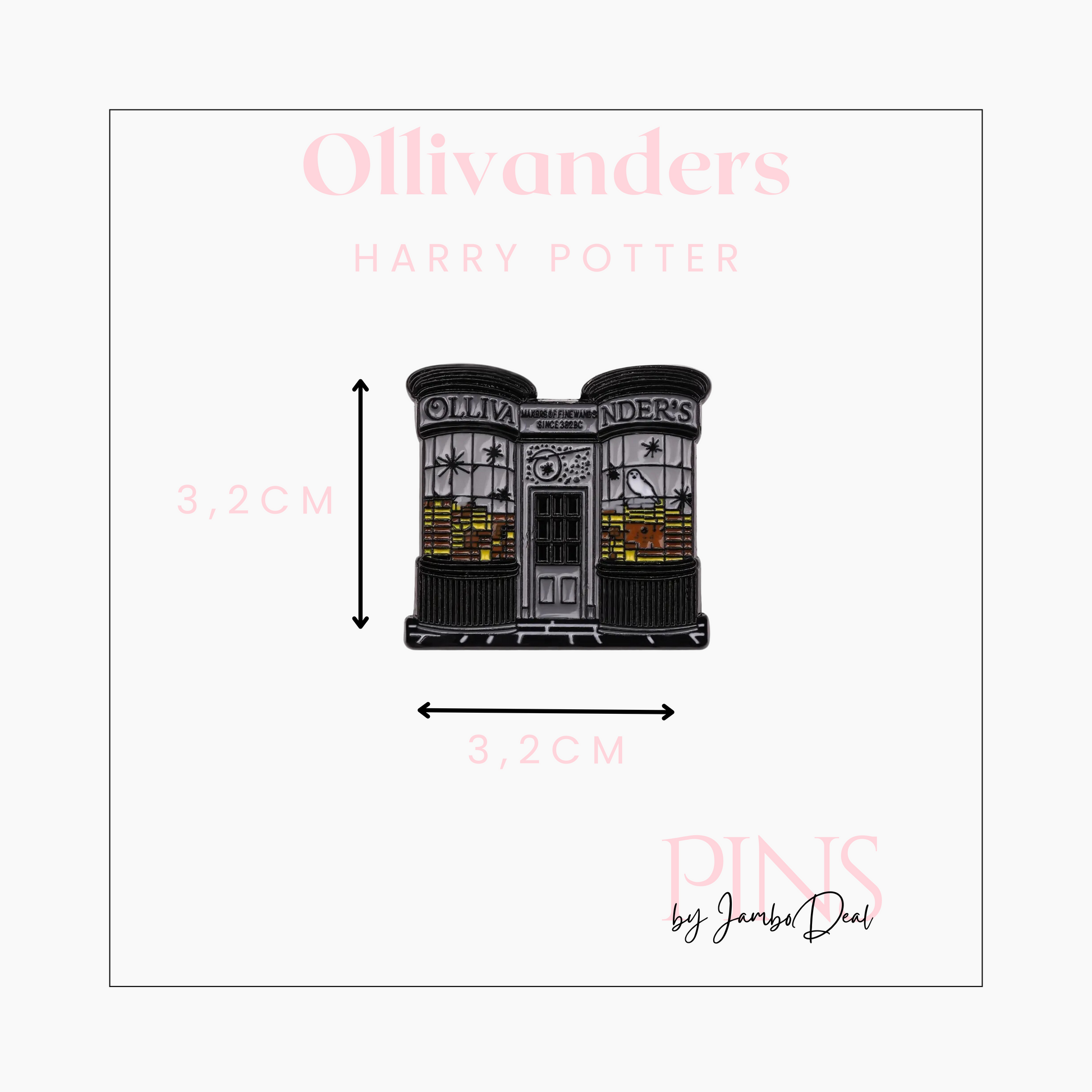 Harry Potter pin Ollivanders afmetingen