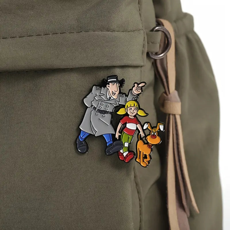 Inspector Gadget pin op tas