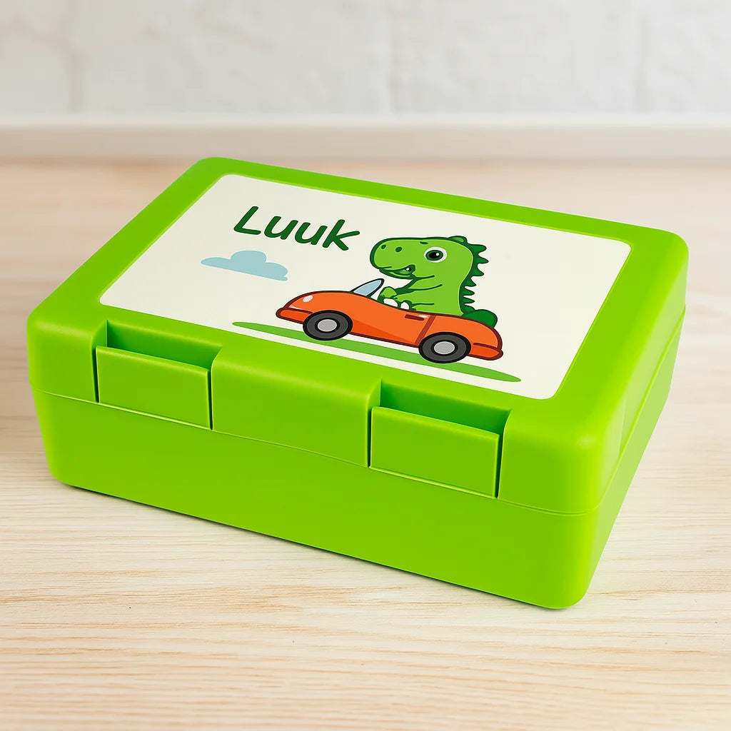 Broodtrommel groen met opdruk