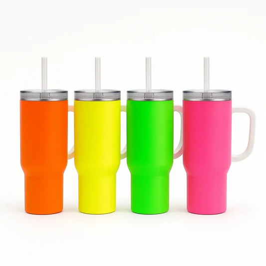 Reisbeker neon blanco